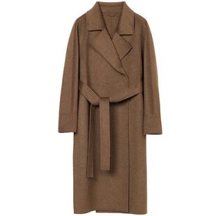 【纯羊绒】LANCY/朗姿2025冬新款气质双面呢廓形收腰长大衣外套女