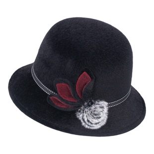 老人帽子女奶奶秋冬季盆帽中年妈妈婆婆冬天毛呢礼帽老年人时装帽