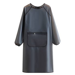 防水防油长袖围裙女士透明免洗画画罩衣餐饮水产大码加长工作服男