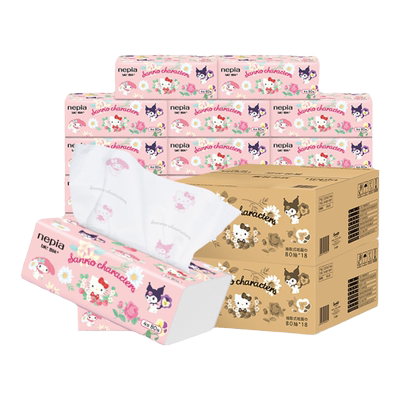 妮飘80抽18包4层印花抽纸