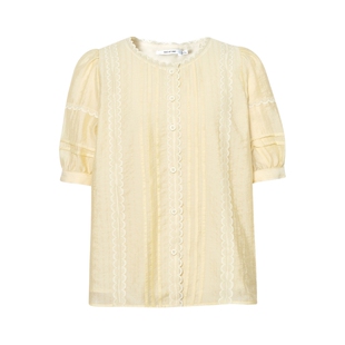 诗凡黎法式田园风花边短袖衬衫夏泡泡袖小上衣女伊芙丽outlets店