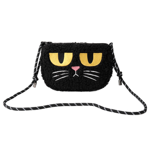 FREEIN原创毛绒斜挎包猫咪刺绣手机包秋冬百搭轻便大容量可爱挎包