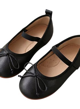 糖果色女童浅口蝴蝶结公主皮鞋