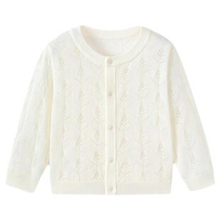 babylove宝宝针织外套夏季薄款开衫空调服外搭婴幼儿洋气百搭上衣