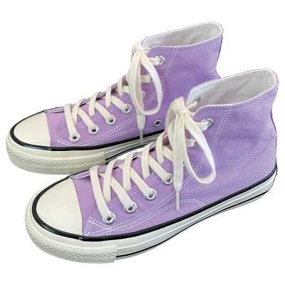 浅紫色平底透气时尚款潮流帆布鞋