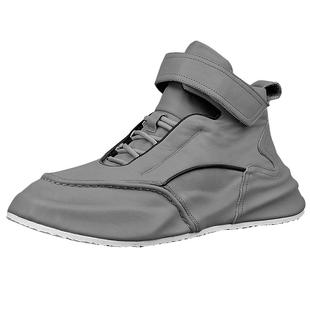 潮牌轻奢秋冬季运动高邦板鞋高级灰真皮包底小白鞋高帮男鞋老爹鞋