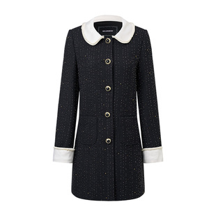 【商场同款】MAXRIENY羊毛花纱大衣25冬款翻领A字娃娃衣版型外套