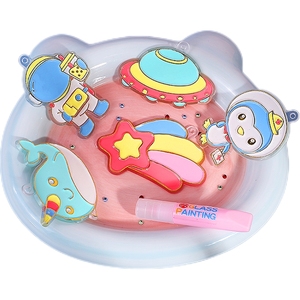 创意diy免烤水晶胶画材料包儿童手工制作挂件涂鸦画 自制填色挂饰