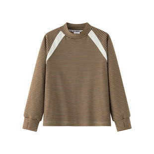 漫画家【条纹暖绒衣】儿童T恤25秋冬男女柔软保暖弹力条纹打底衫