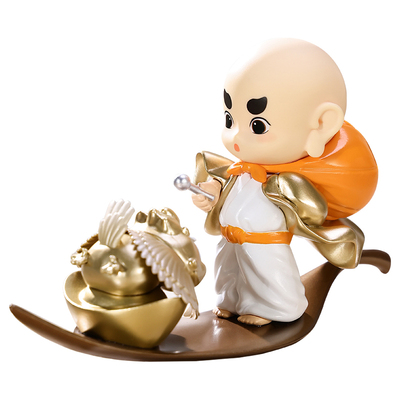 福福贴贴 阿福小和尚手办汽车摆件解压玩具桌面治愈解压可爱盲盒