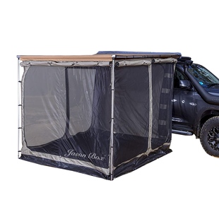 简森户外铝壳合金硬壳车边帐黑胶房车遮阳棚天幕侧帐篷露营车高定