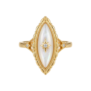 《星辰之眼》原创设计S925纯银天然贝母戒指开口法式复古指环女新