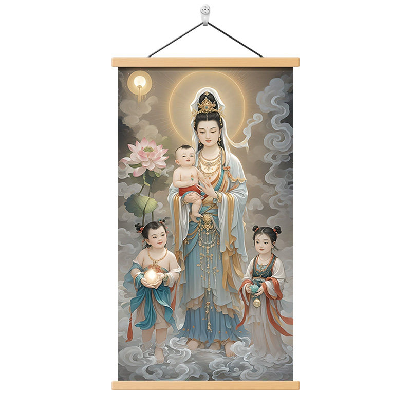 送子观音画像卷轴挂画