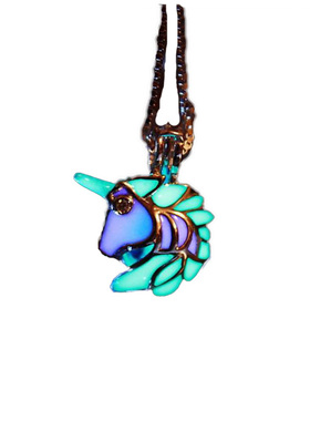 夜光项链纯银小独角兽小盒锆石