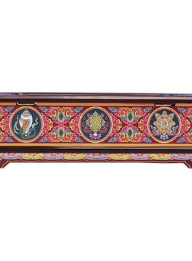 藏式八吉祥彩绘实木卧香炉摆件