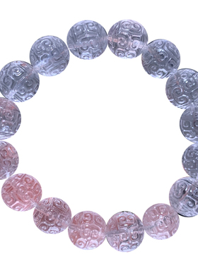 天然冰透白水晶回纹珠单圈手链女