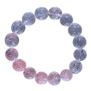 天然冰透白水晶回纹珠单圈手链喜马拉雅水晶手串情侣饰品礼物男女