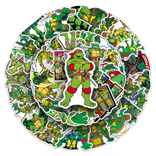 52张动漫卡通忍者神龟角色涂鸦防水贴纸汽车机车电动车手机壳笔记本电脑家用冰箱墙面桌面遮丑装饰小贴画