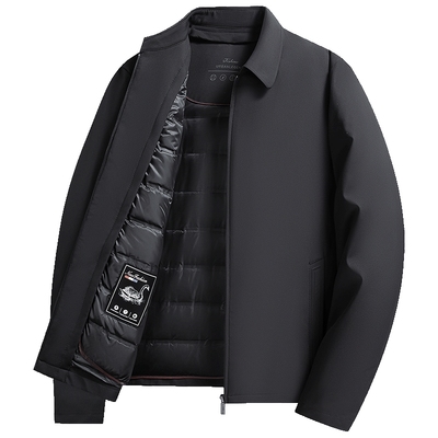 鸭鸭中长商务休闲鹅绒男士羽绒服