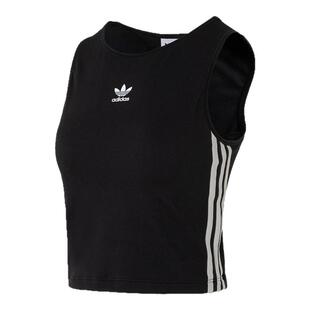 阿迪达斯三叶草女子带胸垫条纹百搭修身背心T恤 KB6417 6418 6419