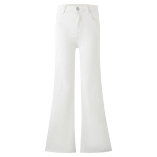 白色低腰小个子不贴腿微喇牛仔裤女2026春季新款显瘦垂感直筒裤子