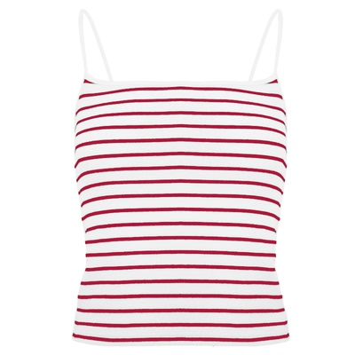 WellD sporty运动慵懒度假风细肩带条纹吊带+短裤懒人套装