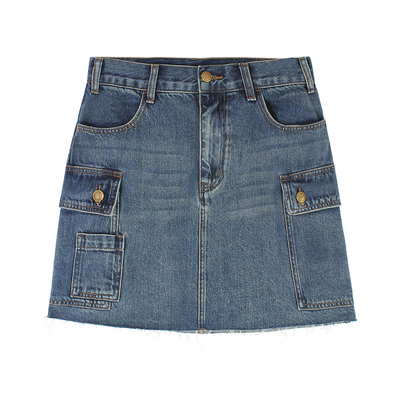 inlife复古高腰工装牛仔半身裙