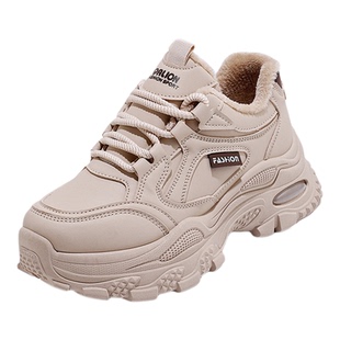 加绒运动鞋女款2025新款冬季保暖厚底老爹鞋不累脚百搭休闲二棉鞋