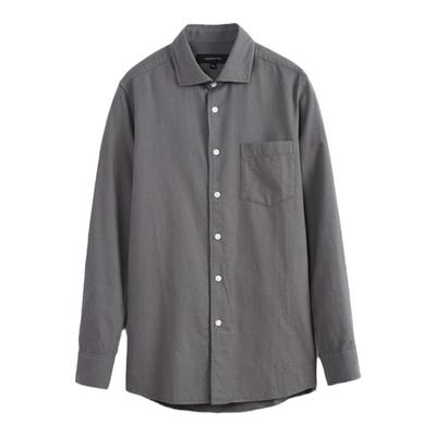 伦敦雾潮流净色磨毛全棉长袖衬衫