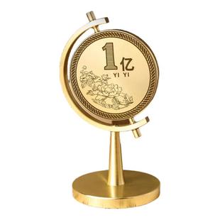 创意赚他一个亿元解压小摆件加厚黄铜小目标办公室桌面转转装饰