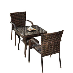 凝企藤椅三件套阳台桌椅休闲椅户外客厅藤椅子茶几转椅圆桌五件套