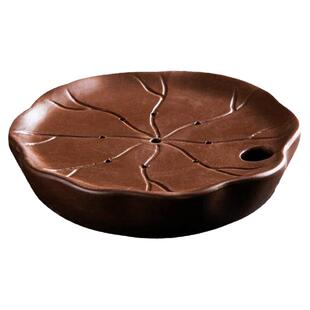 迷你家用干泡小号茶盘简约圆形紫砂茶台陶瓷茶托盘荷叶壶承储水式