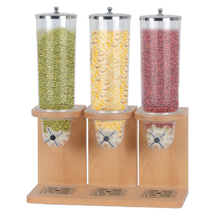 自助餐麦片分配器实木座麦片分配器单头双头三头谷物器木底座容器