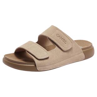 骆驼女鞋2026春季新款凉鞋女款复古平底勃肯鞋百搭外穿一字拖鞋子