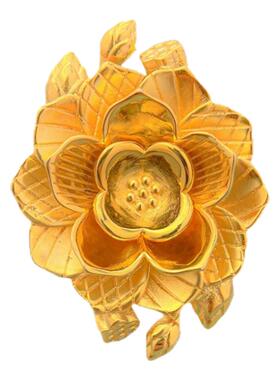 仿真黄金莲花戒指女结婚三金饰品