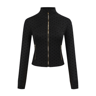 首发黑波点define短款夹克瑜伽服