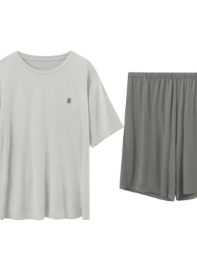 红豆男士纯色优可丝短袖家居服