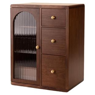 木质化妆品收纳盒桌面防尘大容量抽屉式梳妆护肤品置物架生日礼物