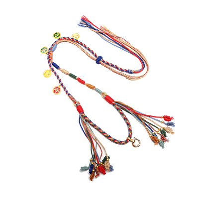 藏式经典配色五路财神吊坠绳