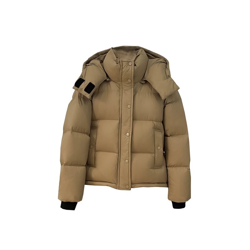通勤短款连帽白鹅绒羽绒服女短款