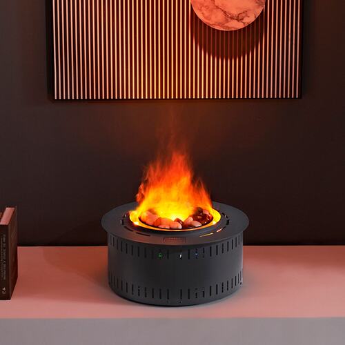 欧式雾化壁炉装饰steamfireplace嵌入式圆形电壁炉火焰加湿器蒸汽