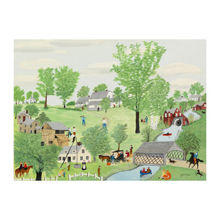 Grandma Moses摩西奶奶 美式原始派油画治愈系装饰画儿童房无框画