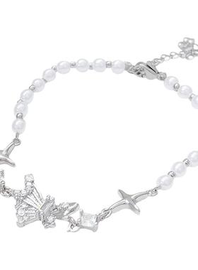 韩系时尚百搭蝴蝶珍珠手链