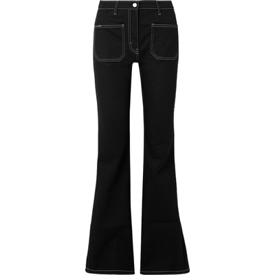 COURREGES 女复古俏皮低腰白线饰边喇叭牛仔裤