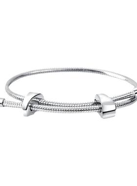 蛇骨调节手链小众情侣男女原创设计感时尚款男士高级手镯银饰