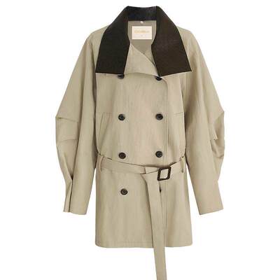 奢线高定级编织压花领风衣