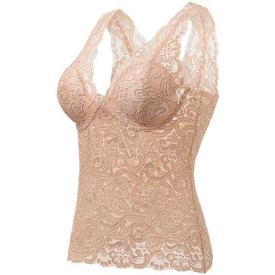 薄款蕾丝性感背心文胸一体式内衣