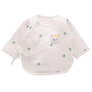 新生婴儿衣服0到3个月a类纯棉半背衣初生宝宝52码59夹棉保暖上衣