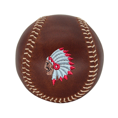 复古刺绣印第安人头层牛皮棒球