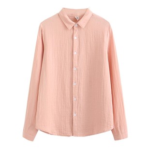 双层棉纱衬衫女长袖宽松2025秋季韩版文艺百搭纯棉女士柔软衬衣